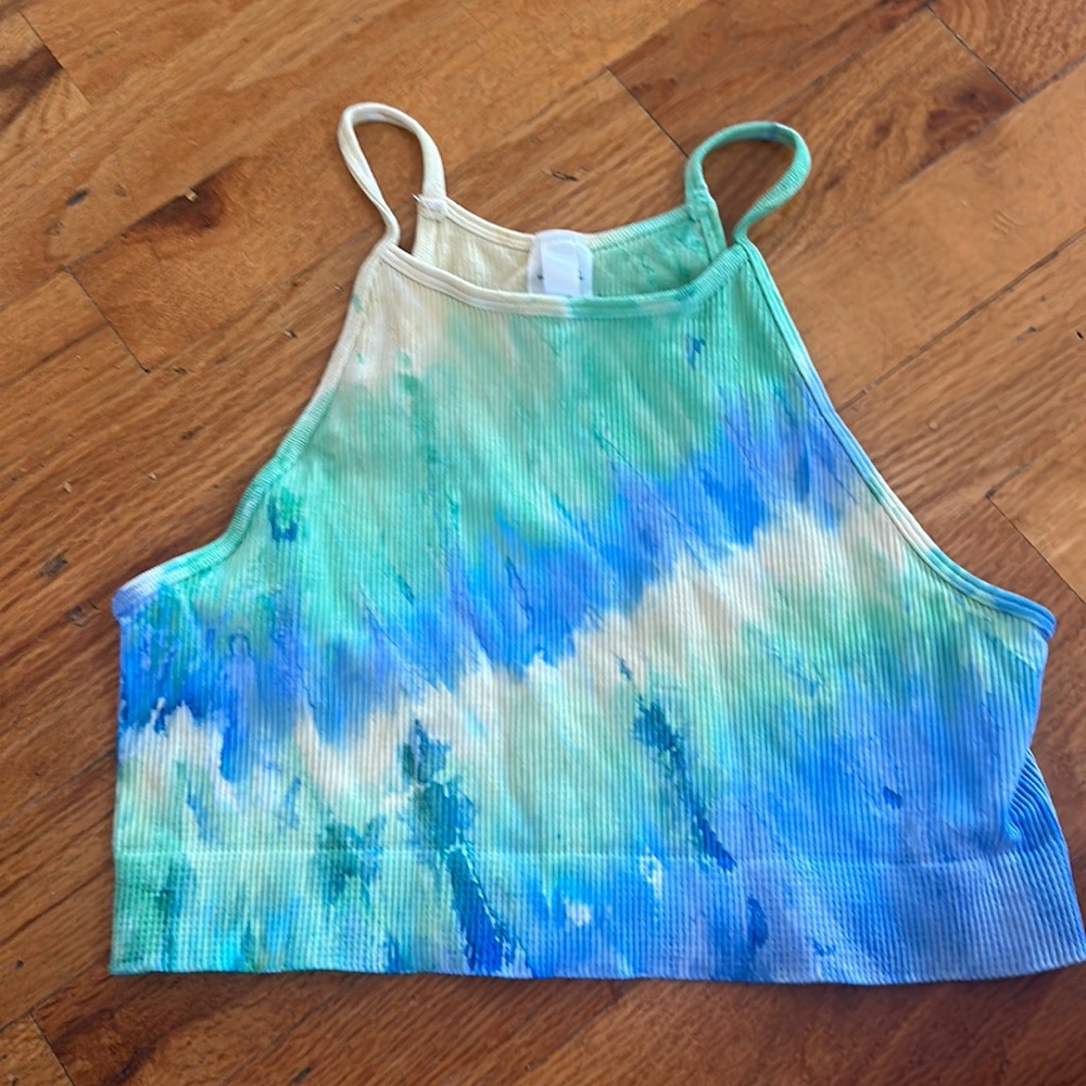 Crop high neck, tie-dye top